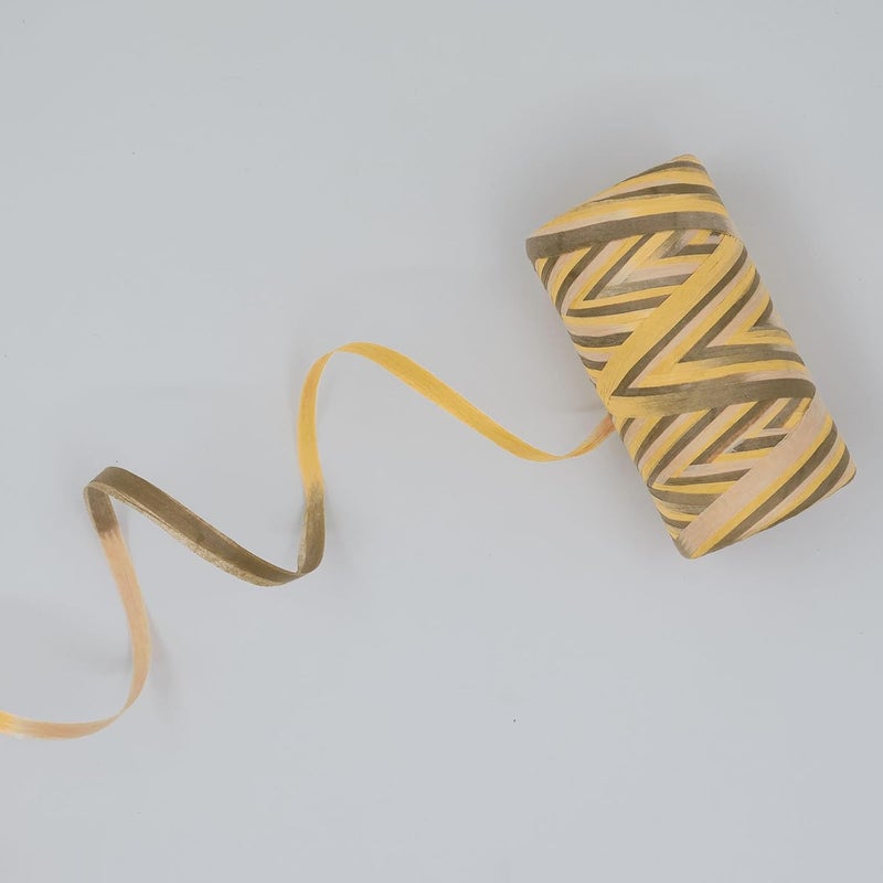 ALLWSLucky Colored 393 Feet Raffia Paper Ribbon, Colorful Packing Paper String Section Dyeing Raffia Ribbon for Gift Wrapping and DIY Decoration (Yellow 1) - Image 1